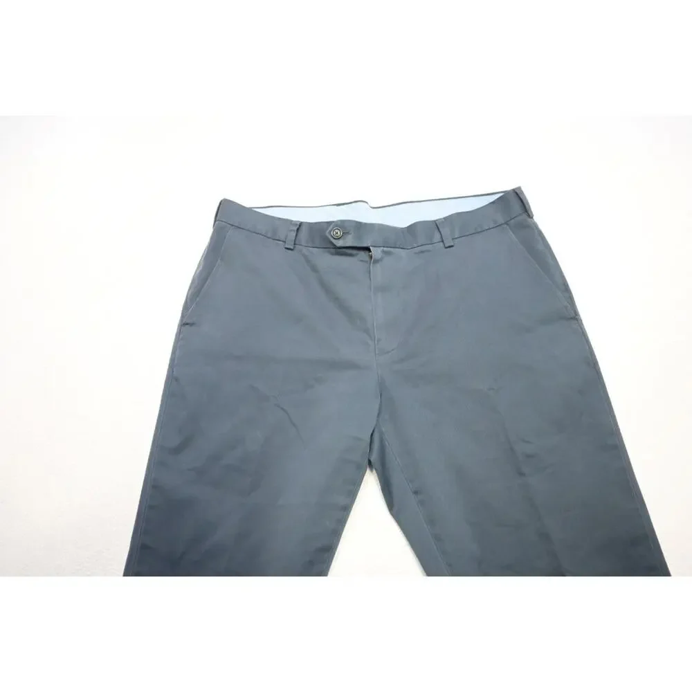 Brooks Brothers‎ Milano Chino Khaki Pants Flat Gray Casual Mens Sz 36 x 30